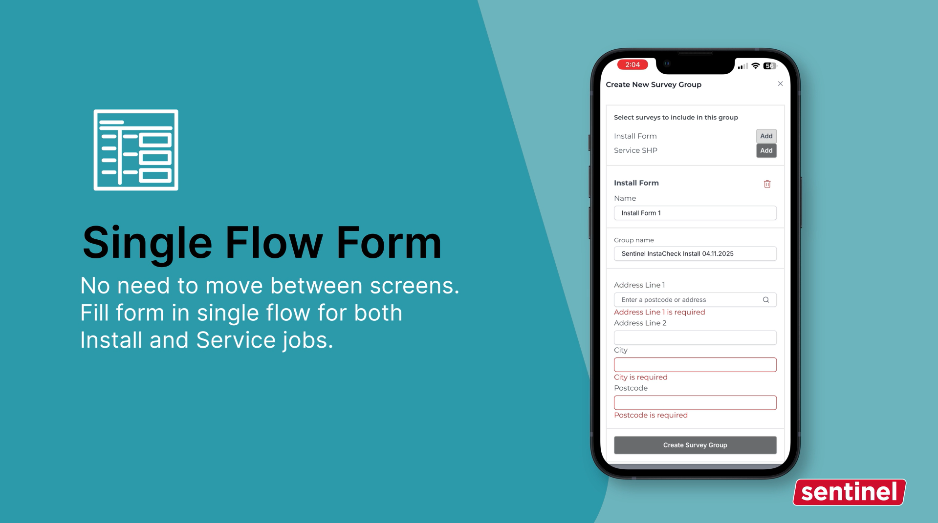 InstaCheck+ single flow form